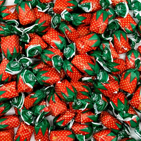 Strawberry Filled Hard Candy DPF11- 1 Pound Individually Wrapped ARCOR Strawberry Bon Bons Candy With Real Fruit Pulp Center - Bulk Bag - Holiday Candy