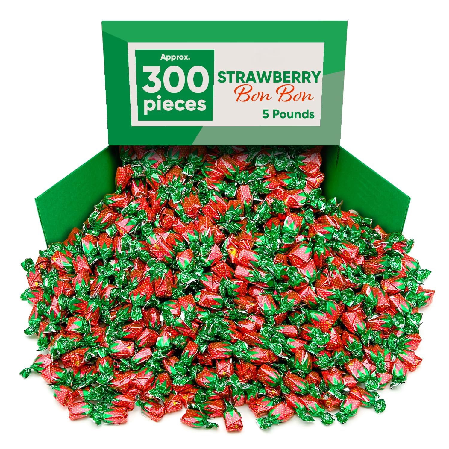 Strawberry Flavored Classic Bon Bons | 5 Pounds Individually Wrapped Fresh Nostalgia Bulk Hard Candy (Approx. 300 Pieces) Great For Any Occasion!