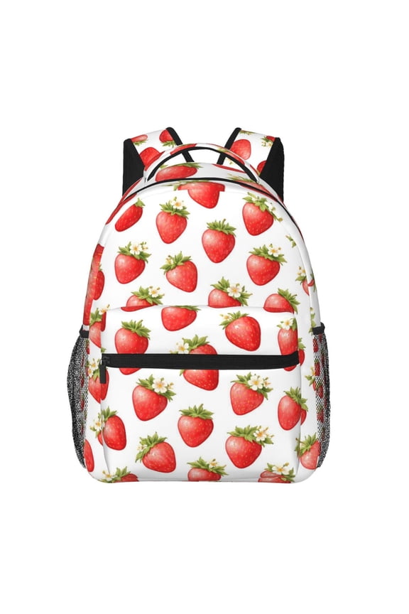 Strawberry Floral Backpack Lightweight Rucksack Travel Bag for Men and Women