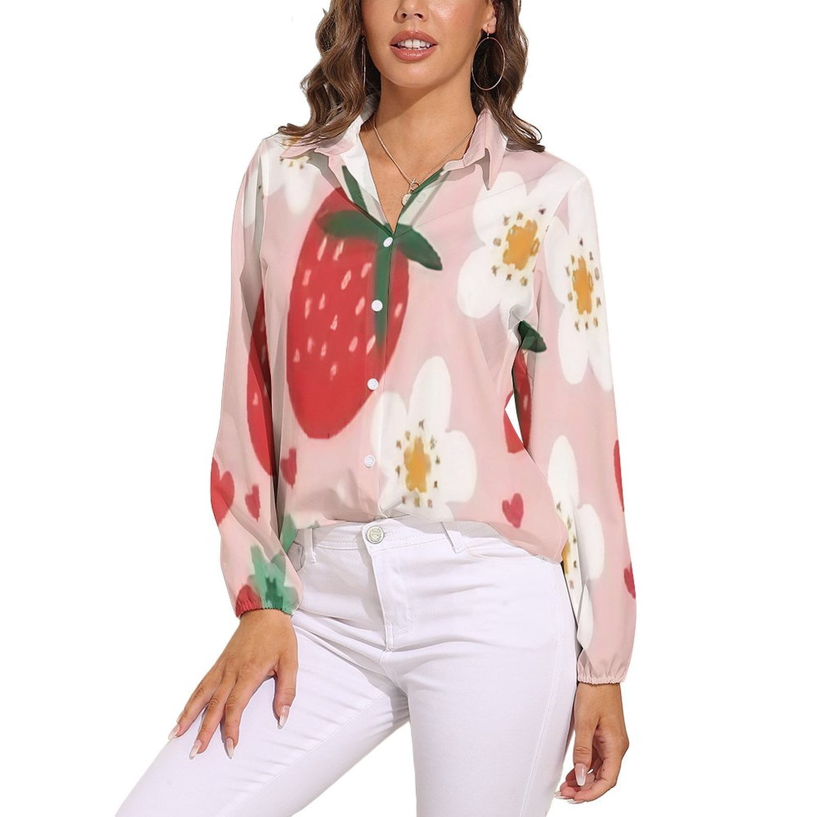 Women's Pink Floral Printed Casual Shirt