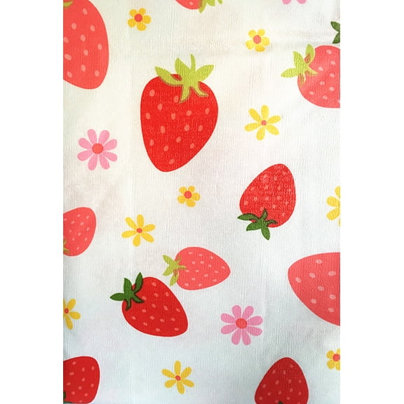 Strawberry Floral PEVA Vinyl Flannel Backed Tablecloth 90x52 Oblong