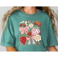 thumbnail image 1 of Strawberry Floral Shirt, Cute Bow Graphic Tee, Cottagecore Aesthetic, Soft Summer Fruit Shirt, Girly Graphic Top, 1 of 5