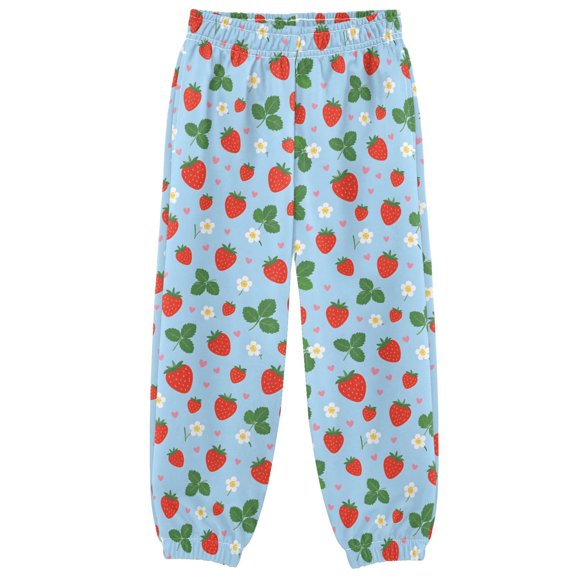 Strawberry Flower Boys Pants Kids Casual Sweatpants Joggers Toddler Sports Pants 3-10 Years