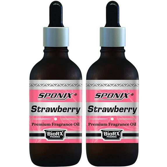 Strawberry Fragrance Oil 1 fl oz / 30 ml - Pack of 2 - 100% Pure Organic Aromatic Premium Essential Scented Perfume Oil by Sponix Made in USA