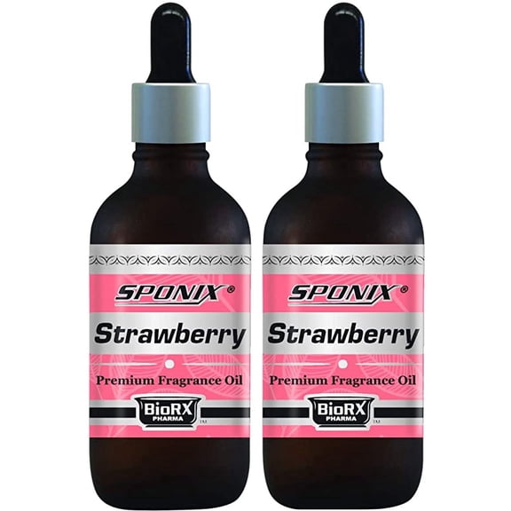Strawberry Fragrance Oil 1 fl oz / 30 ml - Pack of 2 - 100% Pure Organic Aromatic Premium Essential Scented Perfume Oil by Sponix Made in USA