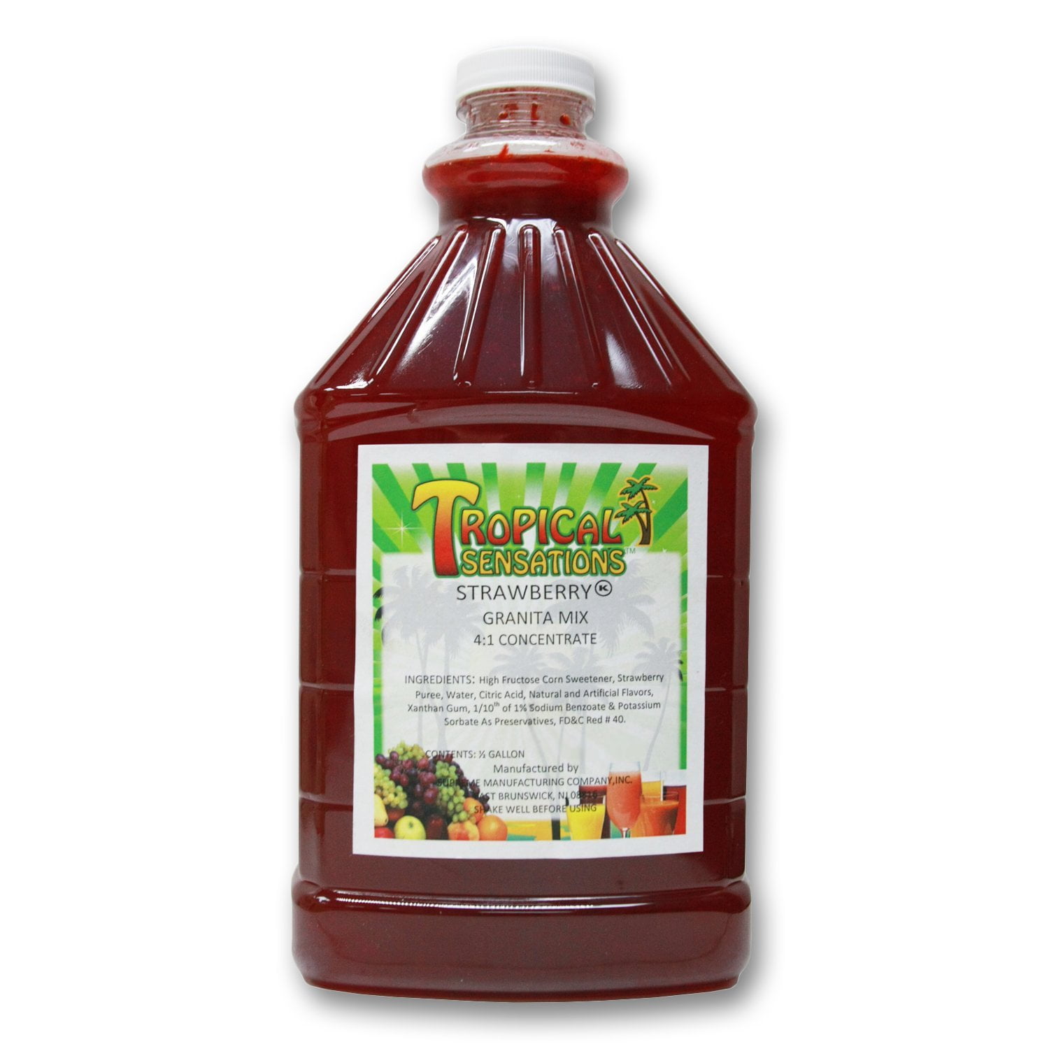 Tropical Sensations Strawberry Granita Slushie Mix – 64 oz Bottle – Non-Alcoholic Frozen Drink Mix for Slush Machines