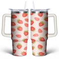thumbnail image 1 of Strawberry Fruit 30 Oz Tumbler with Handle Lid and Straw, Stainless Steel Double Walled Vacuum Insulated Cup, Cute Anniversary Wedding Birthday Gifts Tumbler for Women Men Friends Outdoor Indoor, 1 of 1