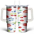 thumbnail image 1 of Strawberry Fruit 30 Oz Tumbler with Handle Lid and Straw, Stainless Steel Double Walled Vacuum Insulated Cup, Cute Anniversary Wedding Birthday Gifts Tumbler for Women Men Friends Outdoor Indoor, 1 of 1