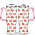 thumbnail image 1 of Strawberry Fruit 40 Oz Tumbler with Handle Lid and Straw, Stainless Steel Double Walled Vacuum Insulated Cup, Cute Anniversary Wedding Birthday Gifts Tumbler for Women Men Friends Outdoor Indoor, 1 of 7