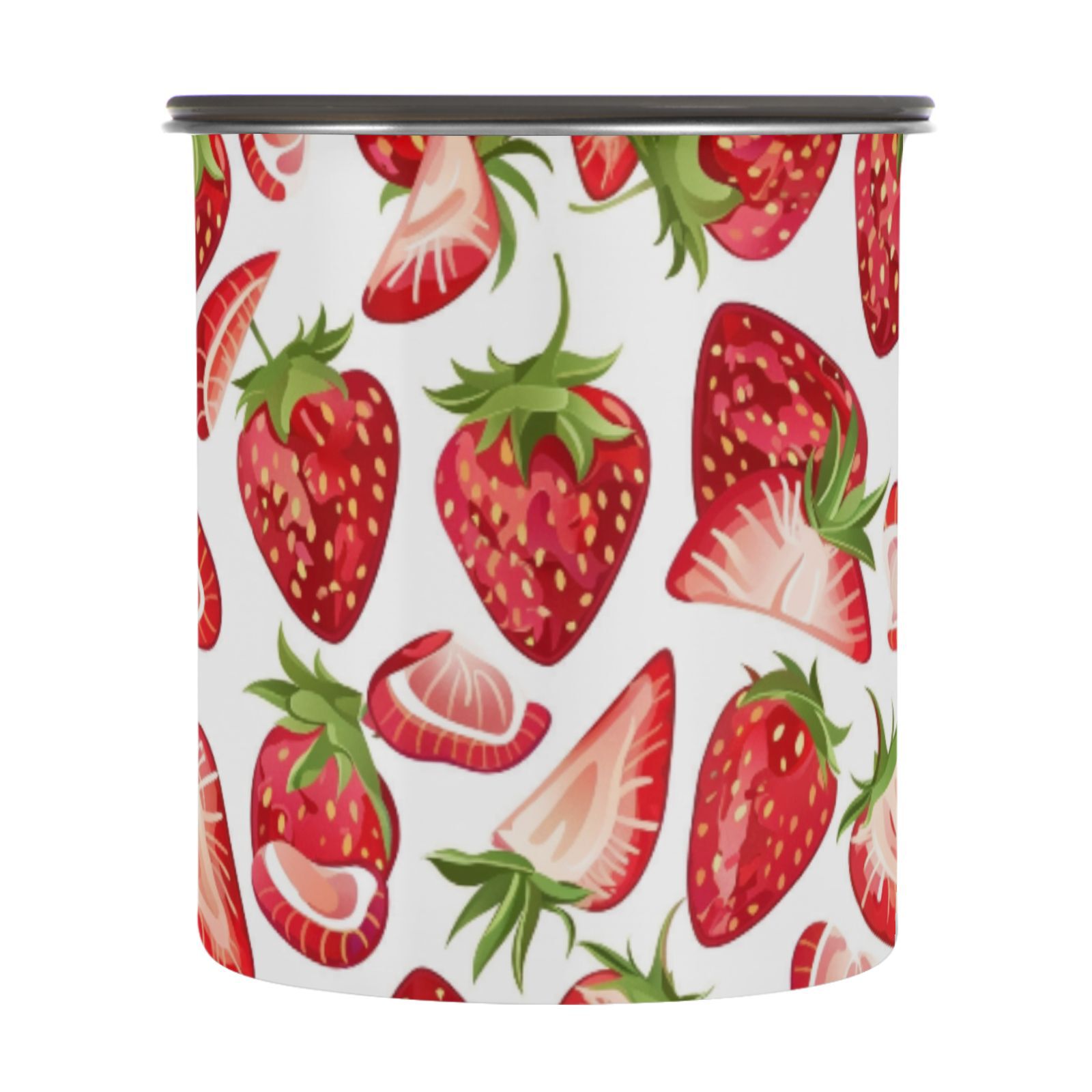 Strawberry Fruit Airtight Coffee Bean Canister 30oz Food Storage Containers with Lids For Gournd, Tea, Sugar, Flour, Rice, Cereal, Candy Cookie Jar