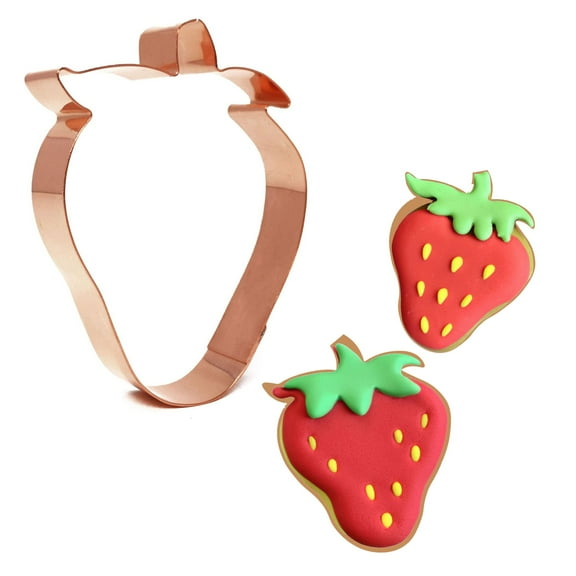 Strawberry Fruit Cookie Cutter 3.5 X 4 inches - Handcrafted Copper Cookie Cutter by The Fussy Pup