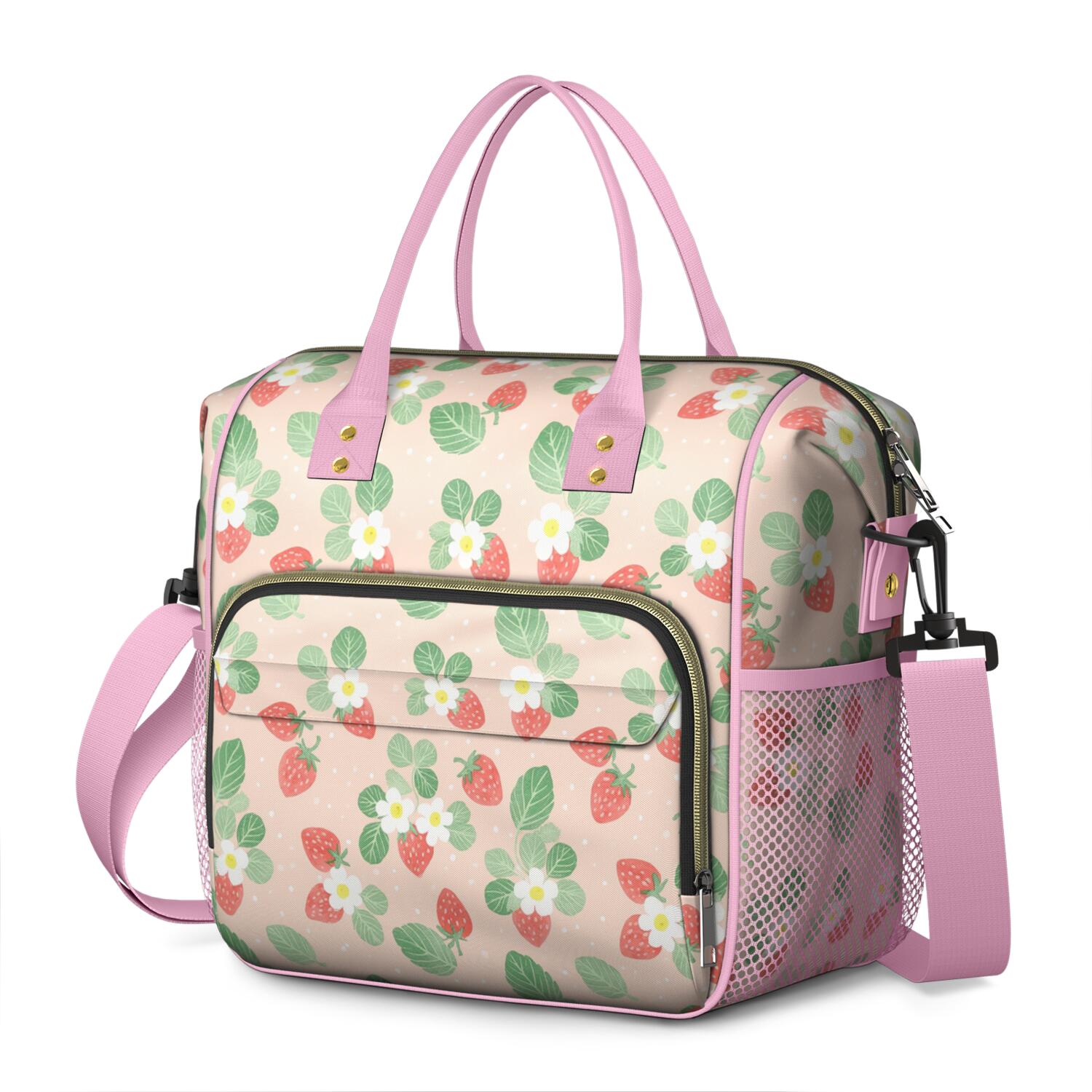 Strawberry Fruit Roomy Insulated Lunch Bags Reusable Lunch Tote for Women Stylish & Functional Large Tote Adult Lunch Box for Commuters