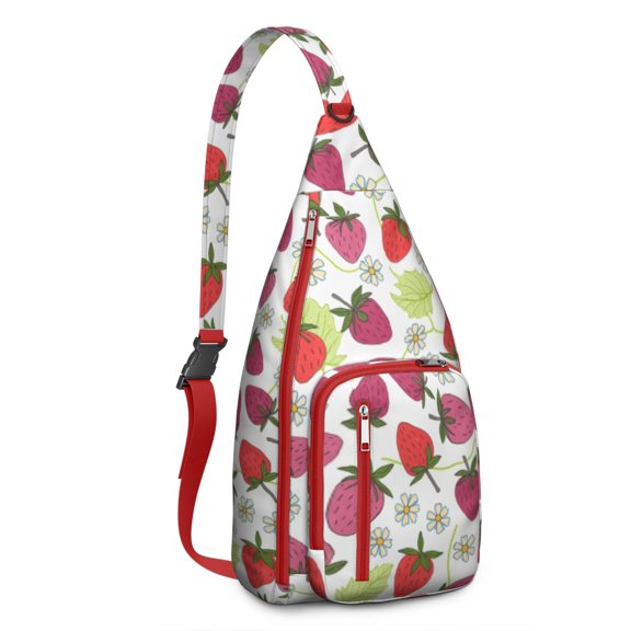 Strawberry Fruit Sling Bag Crossbody Backpack,Sling Backpack Travel Hiking Casual Daypack for Cycling Mountain Climbing