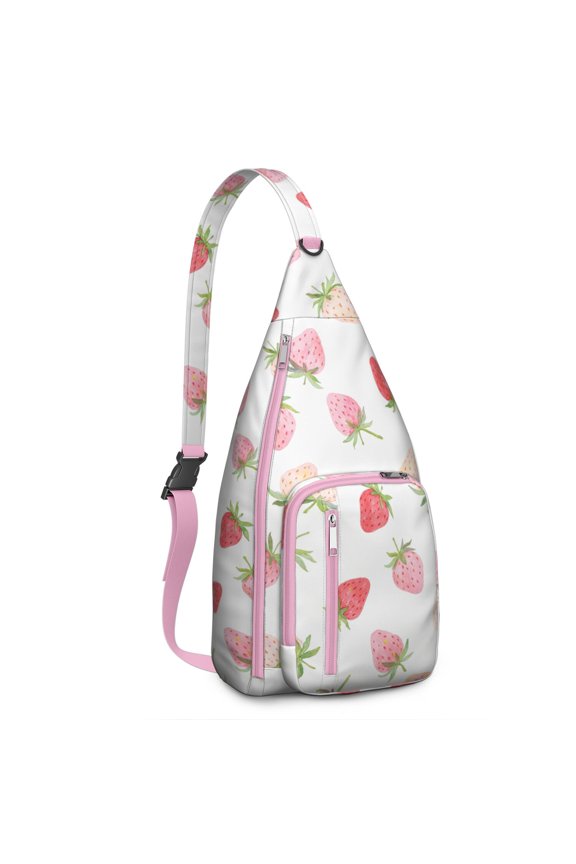 Strawberry Fruit Sling Bag Crossbody Backpack,Travel Sling Bag Trendy Sling Backpack for Women/Men for Cycling Mountain Climbing