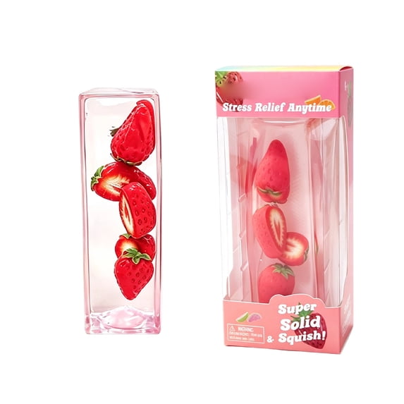 Strawberry Fruit Squishy Stick Slow Rising Squeeze Fidget Toy for Stress Relief and Party Favors, Pink