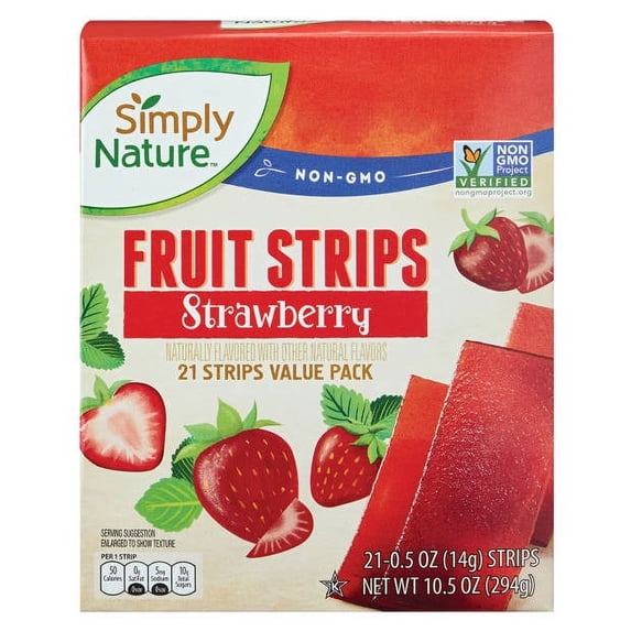 Simply Nature Non GMO Fruit Strips - Strawberry