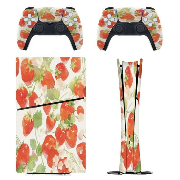Strawberry Fruit Watercolor PS5/PS5 Pro/PS5 Slim Digital Disc Skin Sticker For Console And Controller Skins