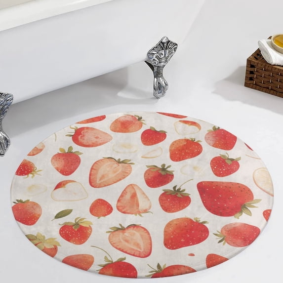 Strawberry Fruit Watercolor Round Carpet Circle Rug Outdoor Patio Area Rug Washable Large Area Rugs Hallway Room Decor Fitness Mats