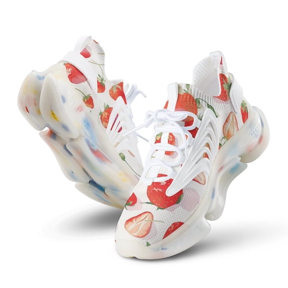 Strawberry Fruit Watercolor Walking Shoes for Men Woman Lightweight Tennis Fashion Elastic Sports Shoes Cushion Basketball Shoes