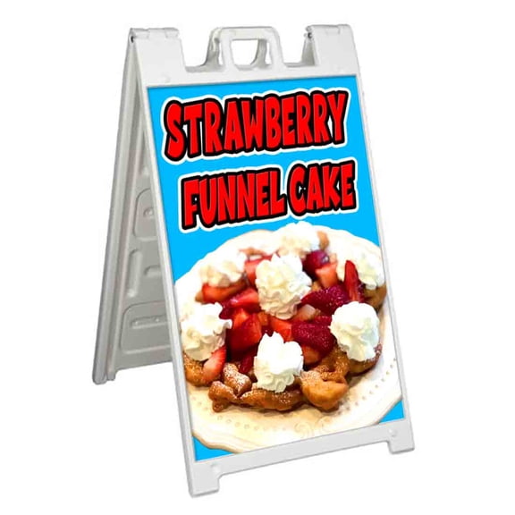Strawberry Funnel Cake (24" X 36") Standard A-Frame Signicade, Includes Decal Applied To Stand