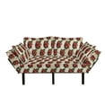 thumbnail image 1 of Strawberry Futon Couch, Hand Drawn Fruits Pattern with Fresh Leaves Summer Arrangement, Daybed with Metal Frame Upholstered Sofa for Living Dorm, Loveseat, Dark Coral Yellow Green, by Ambesonne, 1 of 4