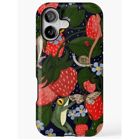 Moth Rash Strawberry Garden with Frog, Snail and Moth Tough Phone Case ...
