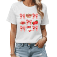 thumbnail image 1 of Strawberry & Gingham Bow Coquette Graphic Tees Womans T-shirt Black/White S-5XL Shirts Retro Picnic Tops, 1 of 4