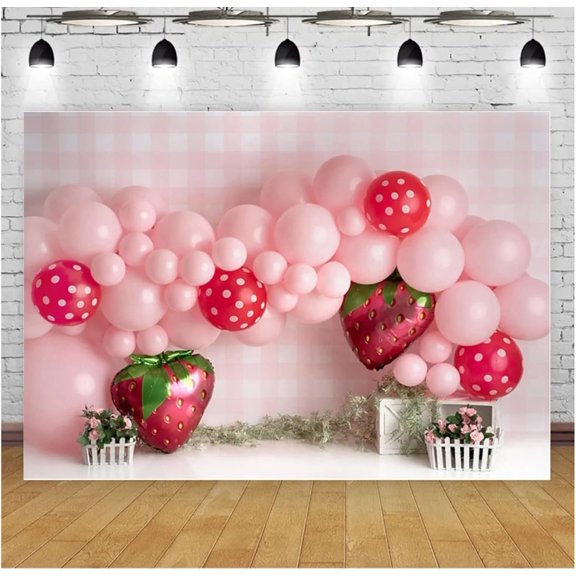 Strawberry Girl Birthday Photography Backgrounds Our Berry Sweet in Turning Backdrops Farmer's Market Farm Photo Booth Props Vinyl (7ftx5ft)