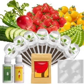 Strawberry Grow Pod Kit for AeroGarden, iDOO, Ahopegarden Compatible with All Hydroponic Systems, Planting Varieties Includes Strawberry, Cherry Tomato, Cucumber, Radish, Pea, Pepper & Beet, 7 Pods