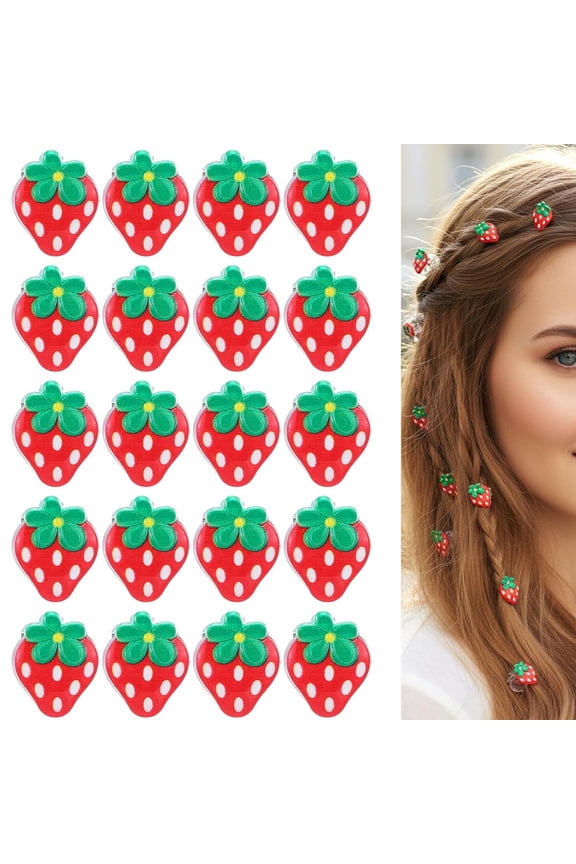 Strawberry Hair Clips Tutuviw 20 Pcs Mini Strawberry Hair Claw Clip Fruit Hair Barrettes Small Hair Accessories for Women Girls, Birthday, Hawaii Party, Summer Theme Party