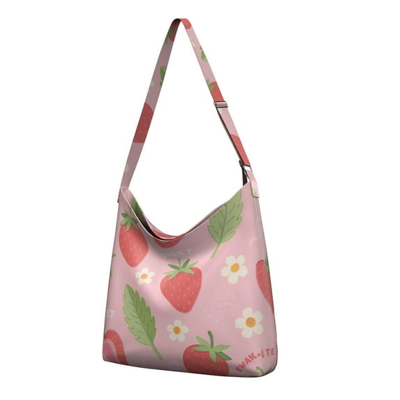 Strawberry Handbag Casual Tote Canvas Bag Crossbody Phone Bag for Women Men