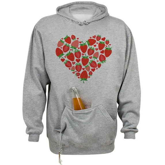 Strawberry Heart Beer Holder Tailgate Hoodie Sweatshirt Unisex Large Oxford