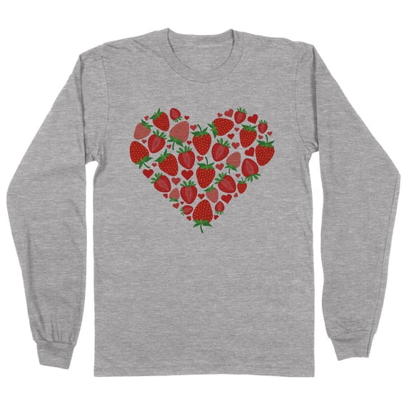 Strawberry Heart Long Sleeve Shirt Unisex Large Grey