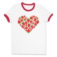 thumbnail image 1 of Strawberry Heart Ringer Tee Shirt Unisex Medium White/Red, 1 of 5