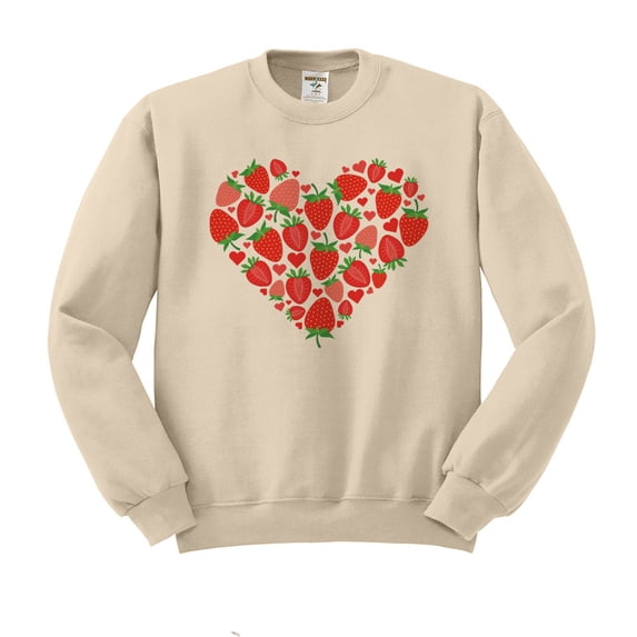 Strawberry Heart Sweatshirt Unisex 2X-Large Sand