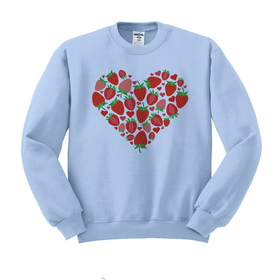 Strawberry Heart Sweatshirt Unisex Small Light Blue