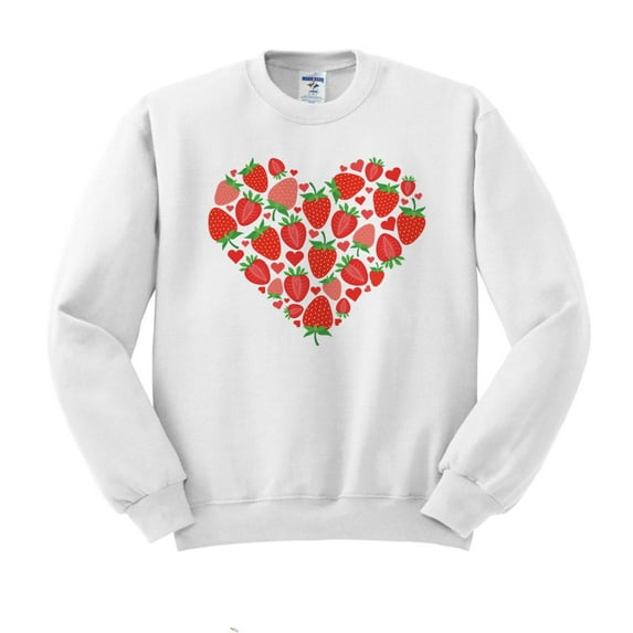 Strawberry Heart Sweatshirt Unisex Small White