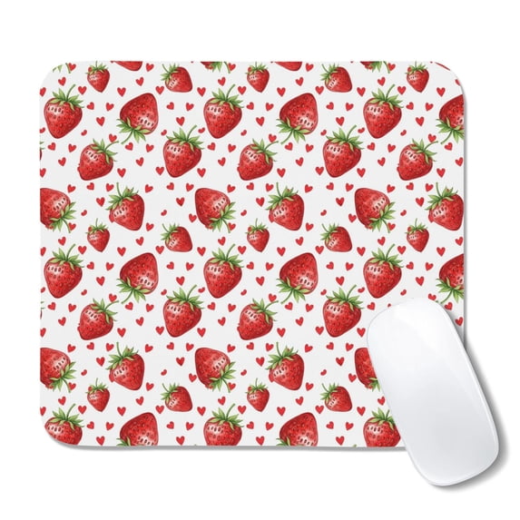 White Control Slips Strawberry and Heart White Pattern Square Mouse Pad, Precision Control ...