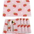 thumbnail image 1 of Strawberry Hearts Placemats Set of 6 Fabric Placemats Square Placemat for Kitchen Table Heat Resistant, Easy to Clean Table Placemats 12x18 Inch, 1 of 5