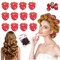 Strawberry Heatless Hair Curlers, 12pcs/18pcs Soft No-Heat Hair Rollers for Effortless Curls, Cute Overnight Curling Set for Damage-Free Styling