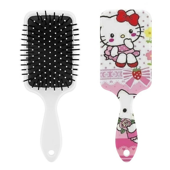 Strawberry Hello Kitty85 Air Cushion Detangling Paddle Brush with Ball Tip Anti Static Massage Hair Care for Thick Curly Wet and Dry Hair Web Detangler Hair Combs