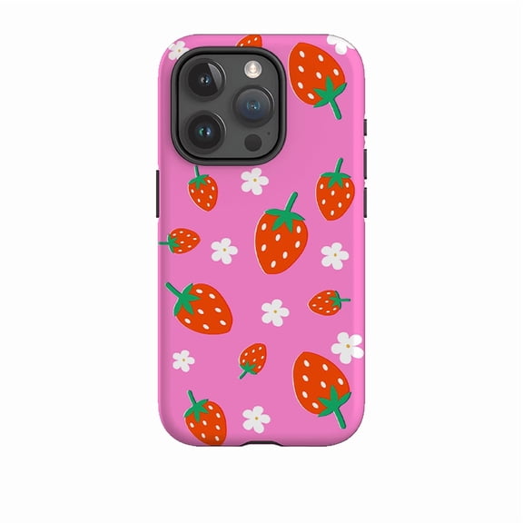 Strawberry High Retro Fruit Art Phone Case for iPhone 16 15 14 13 12 11 Pro Max