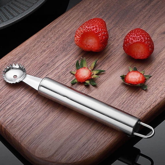 Strawberry Huller Stem Remover Tool Stainless Steel Fruit Leaf Core Separator Tomato Top Huller Pit Plucker Tweezer Kitchen Gadget for Baking Dessert
