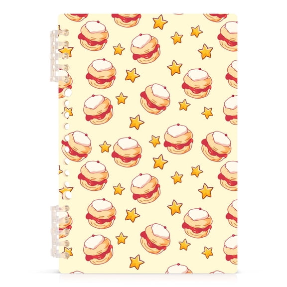 Strawberry Jam Cake Pattern A5 Notebook Refillable 60 Sheets Detachable Ring Binder PP Cover Journal