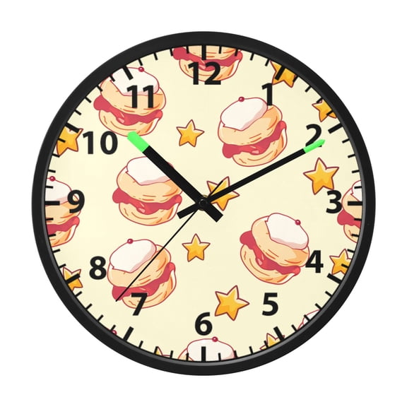 Strawberry Jam Cake Pattern Wall Clock 12 Inch Voice Activated Night Light Silent Non Ticking