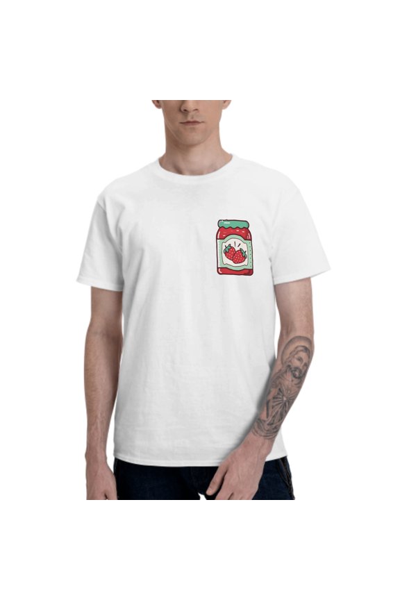 Strawberry Jam Men's T-Shirt Cotton 100% Summer Tops Fashion Casual Strawberry Jam Short Sleeves for Men Women Round Collar Top Tees