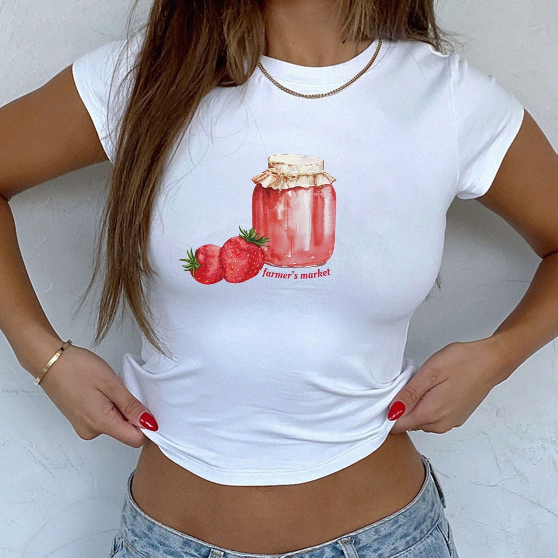 Strawberry Jam Y2K Baby Tee, Cottagecore 90s, Y2K Clothing, Coquette