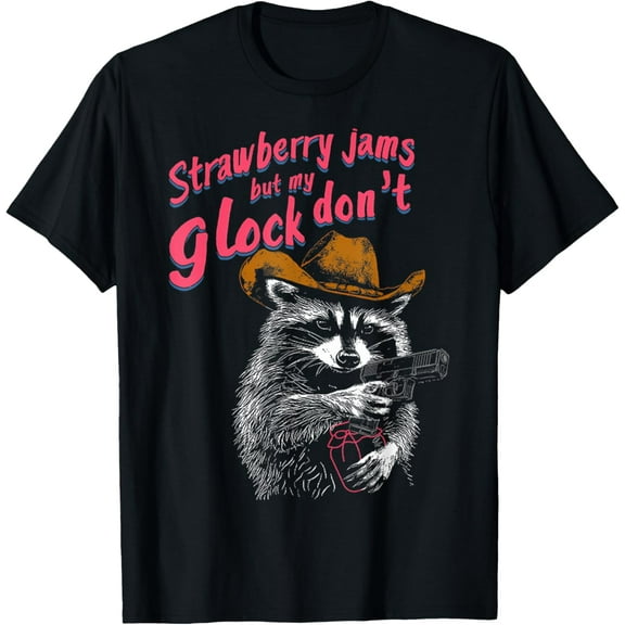 Strawberry Jams But My Don't Funny Raccoon T-Shirt Tops Tee