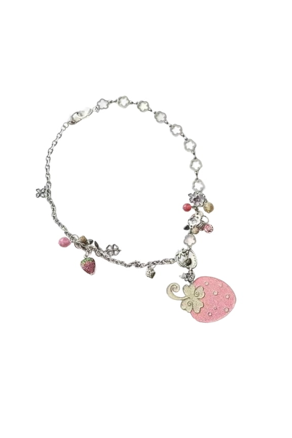 Strawberry Jewelry Necklace Alloy Acrylic Adjustable Chain For Daily Outfits