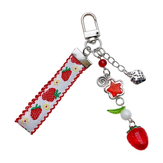 Strawberry Keychain Gifts Cute Strawberry Decor Purse Charms Accessories Kawaii Strawberries Themed Bag Charm Stuff Strawberries Gifts For Women Girls Red And Pink Decoration Girly Stuff